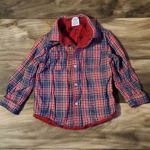 Red and Blue plaid button up shirt. Size 2T